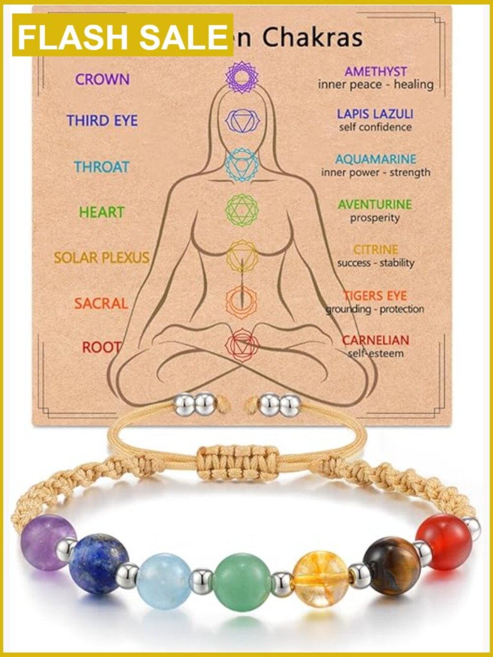 7 Chakra Healing Crystal Bracelet Adjustable Anxiety Relief Spiritual Gift